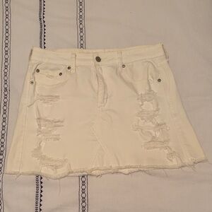 American Eagle Outfitters White Distressed Mini Skirt